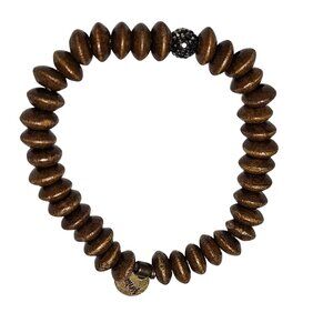 Erimish Boho Wooden Bead Bracelet Charm Stretch Rhinestone Fashion Jewelry Women